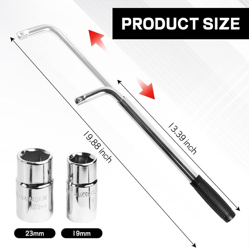 Hbxdeco Telescoping Lug Wrench, Extendable 4 Way Lug Wheel Wrench, Wheel Nut Remover Set with 17/19mm and 21/23mm Sockets, Universal Tire Repair Tool Kit for Cars Trucks SUVs - Image 2